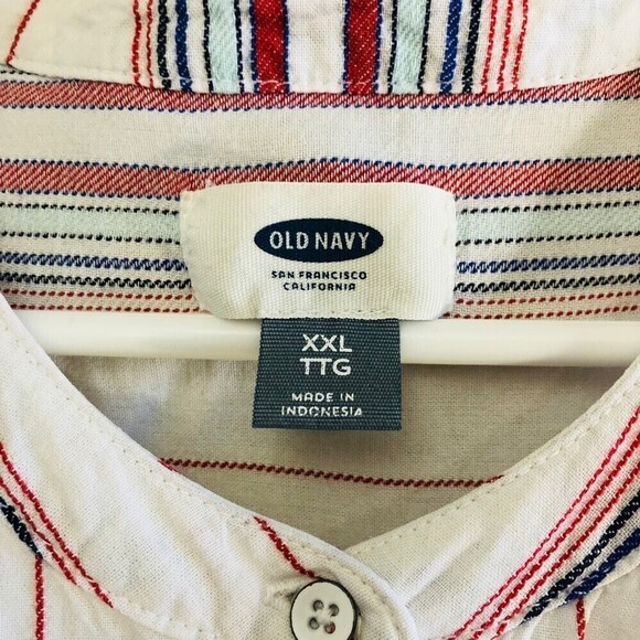Old Navy Size XXL Tank Dress Linen Striped Button Down 100% Cotton Beachy Flowy - Picture 4 of 7